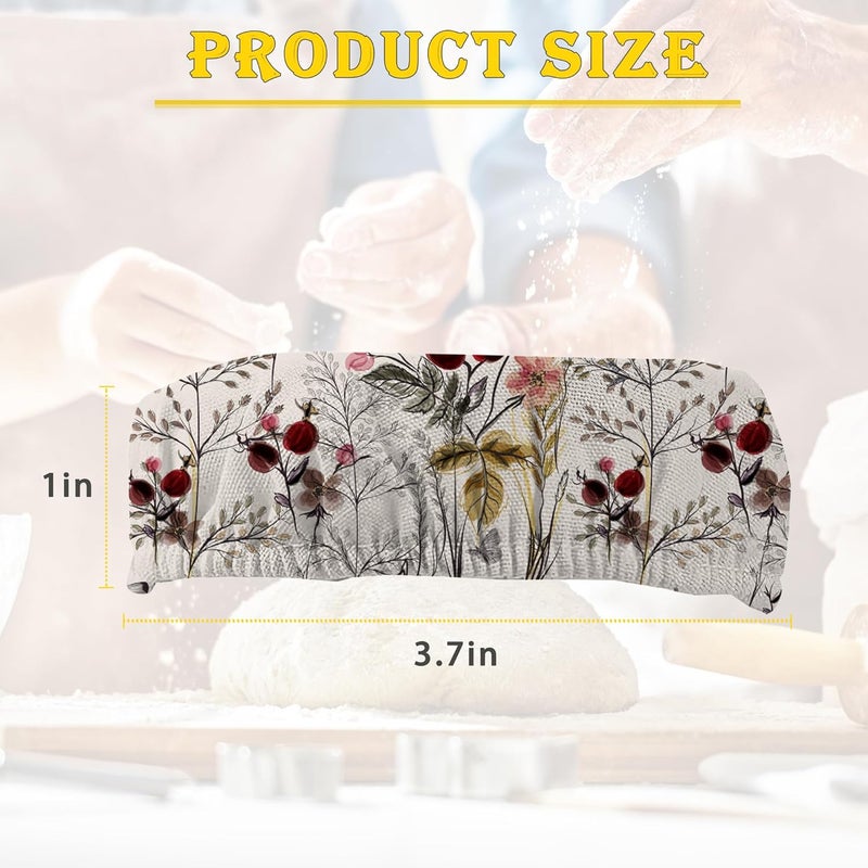 IGPPDO Vintage Flower 5- Pack Cloth Covers for Sourdough Starter Jar, Butterfly Cloth Covers Reusable Lid Top Proofing Bread Fermentation Baking Supplies for 3-4 Inch Jar Mouth - Image 3